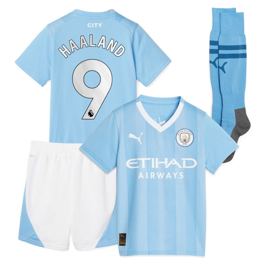 Manchester City Puma Home Minikit 2023-24 with Haaland 9 printing Popular Style Comfort Casual