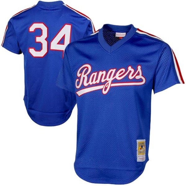 Men's Mitchell & Ness Nolan Ryan Royal Texas Rangers 1989 Authentic Cooperstown Collection Mesh Batting Practice Jersey Official Team Jersey Sports Fan Apparel Official NFL Team Jersey Football Fan Apparel