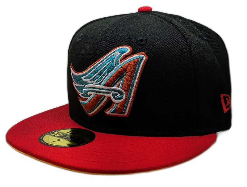 Anaheim Angels New Era 2 Tone Black/Red Guns N Roses Inspired Rock Pack 59FIFTY Fitted Hat Official Team Hat Sports Fan Cap Official NFL Team Hat Football Fan Cap