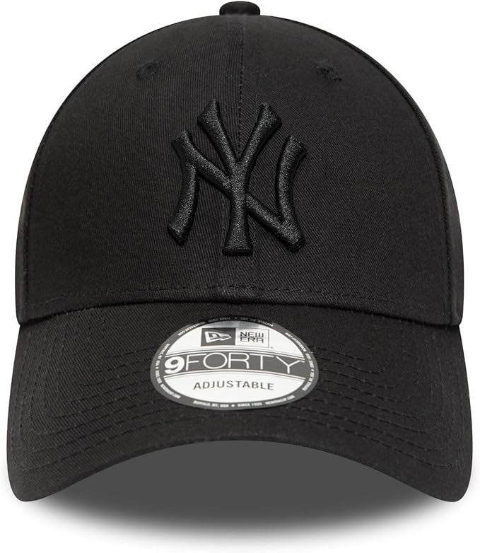 New York Yankees MLB League Essential 9FORTY Strapback New Era Black/Black Official Team Hat Sports Fan Cap Official NFL Team Hat Football Fan Cap