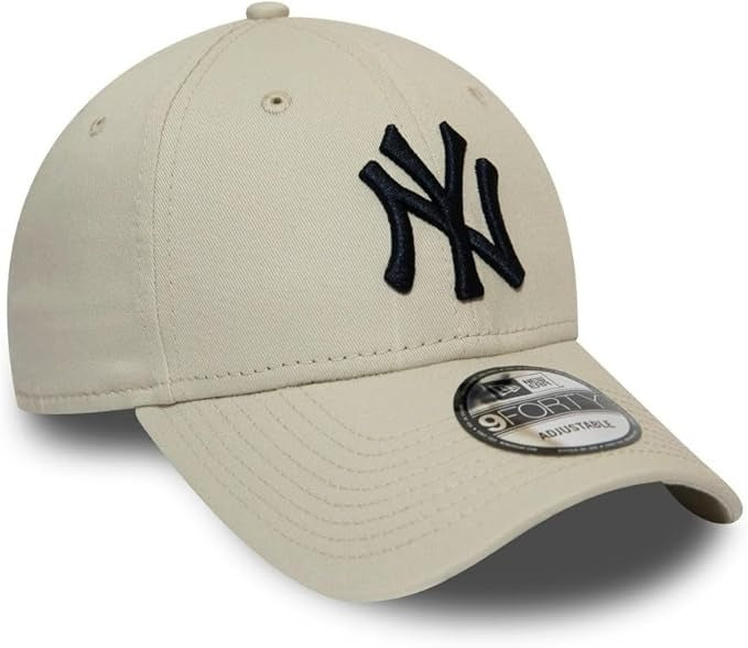 New York Yankees MLB League Essential 9FORTY Strapback New Era Stone/Black Official Team Hat Sports Fan Cap Official NFL Team Hat Football Fan Cap