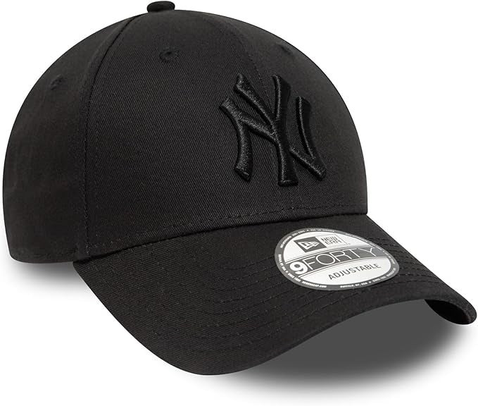 New York Yankees MLB League Essential 9FORTY Strapback New Era Black/Black Official Team Hat Sports Fan Cap Official NFL Team Hat Football Fan Cap