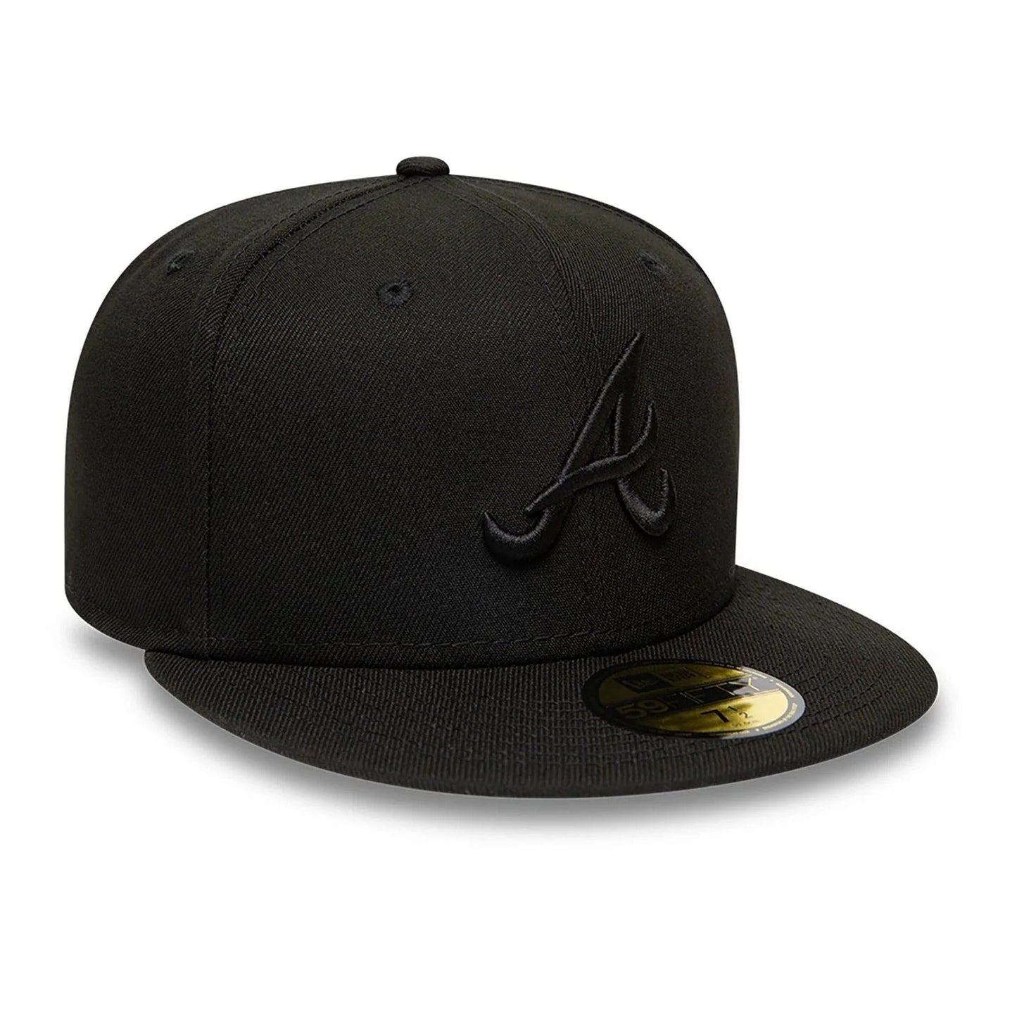 Atlanta Braves MLB League Essential 59FIFTY Fitted New Era Black/Black Official Team Hat Sports Fan Cap Official NFL Team Hat Football Fan Cap