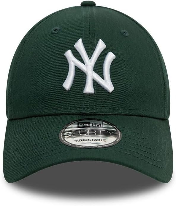 New York Yankees MLB League Essential 9FORTY Strapback New Era Dark Green/White Official Team Hat Sports Fan Cap Official NFL Team Hat Football Fan Cap