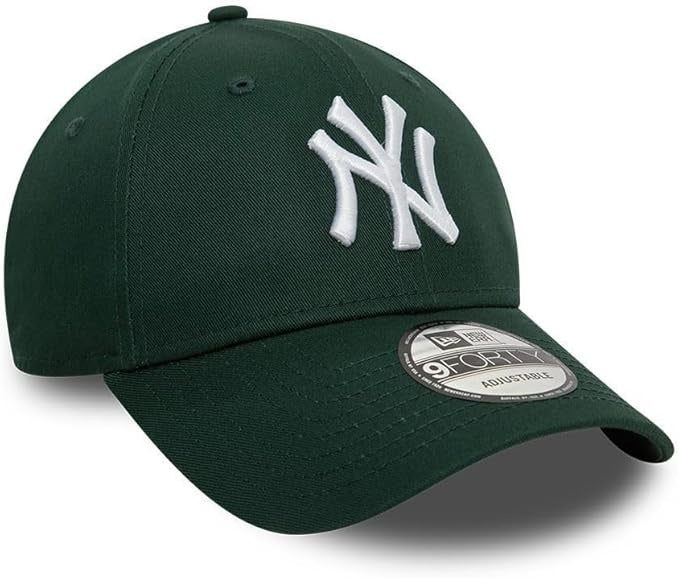 New York Yankees MLB League Essential 9FORTY Strapback New Era Dark Green/White Official Team Hat Sports Fan Cap Official NFL Team Hat Football Fan Cap