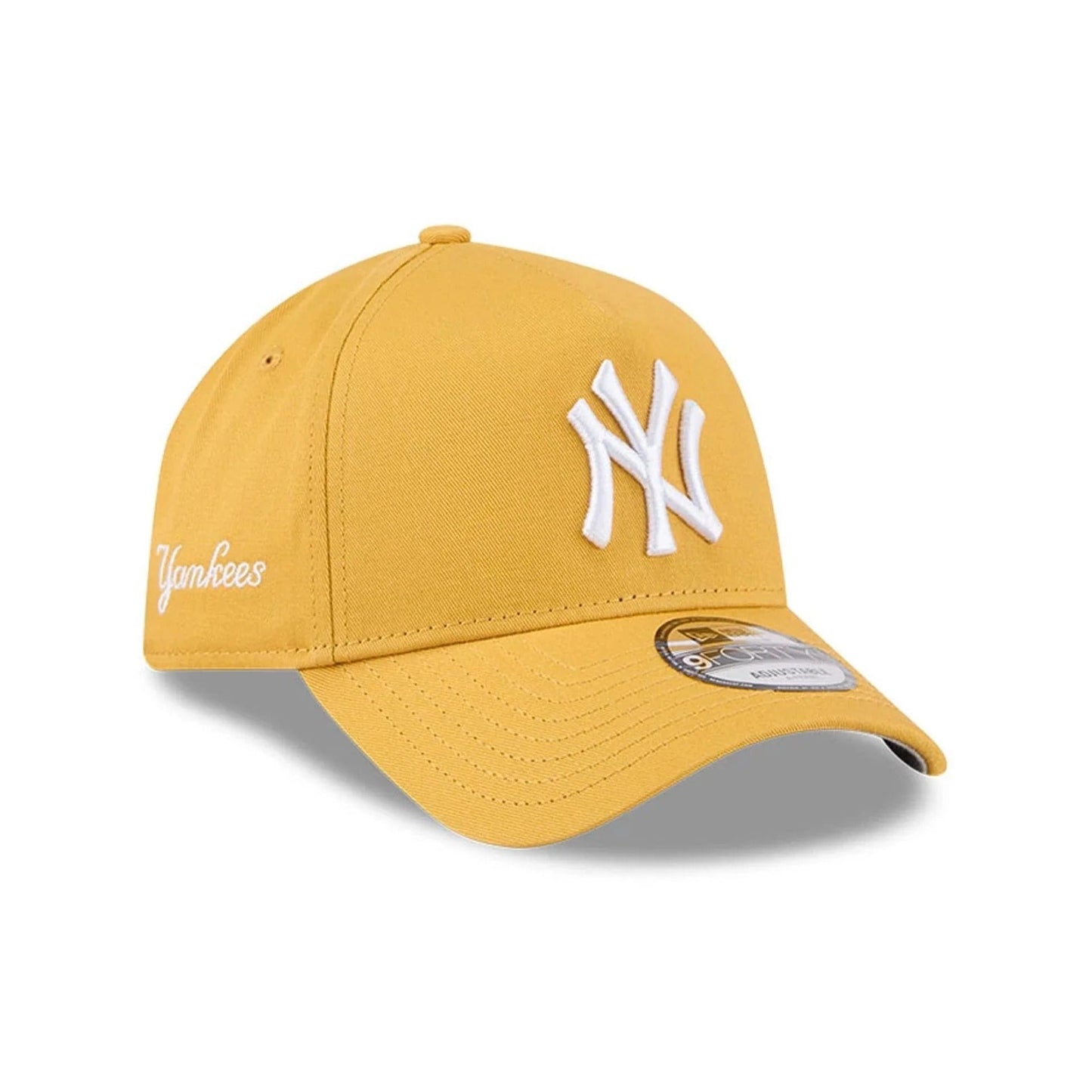 New York Yankees MLB Script A-Frame Snapback New Era Yellow Official Sports Fan Gear Official NFL Fan Gear