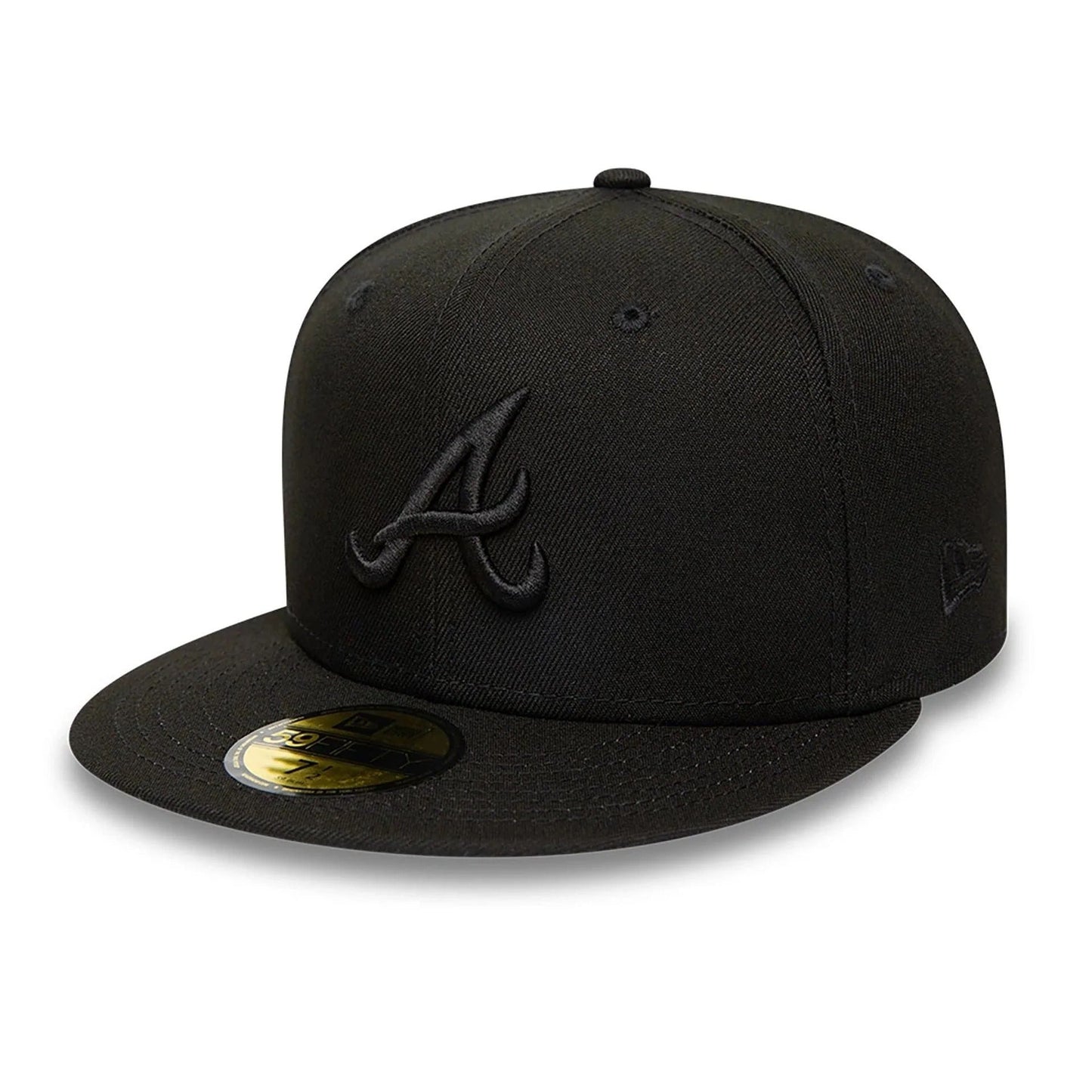 Atlanta Braves MLB League Essential 59FIFTY Fitted New Era Black/Black Official Team Hat Sports Fan Cap Official NFL Team Hat Football Fan Cap