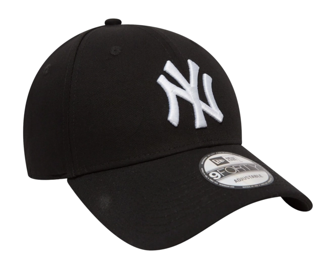 New York Yankees MLB League Essential 9FORTY Strapback New Era Black/White Official Team Hat Sports Fan Cap Official NFL Team Hat Football Fan Cap