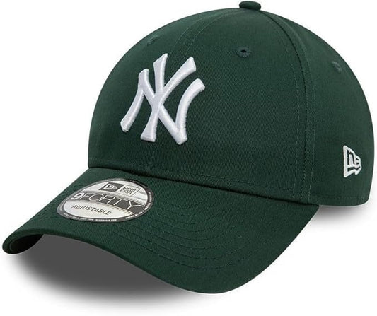 New York Yankees MLB League Essential 9FORTY Strapback New Era Dark Green/White Official Team Hat Sports Fan Cap Official NFL Team Hat Football Fan Cap
