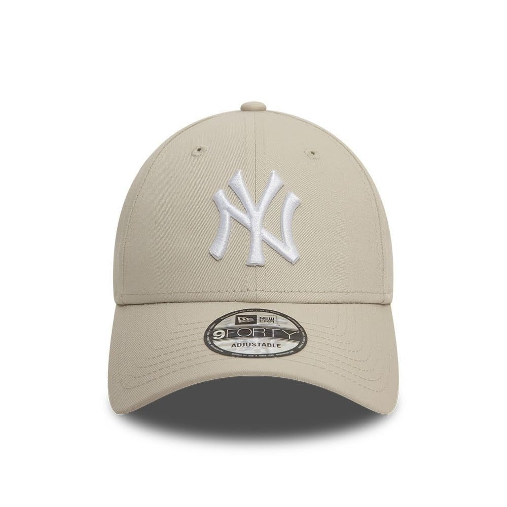 New York Yankees MLB League Essential 9FORTY Strapback New Era Stone/White Official Team Hat Sports Fan Cap Official NFL Team Hat Football Fan Cap