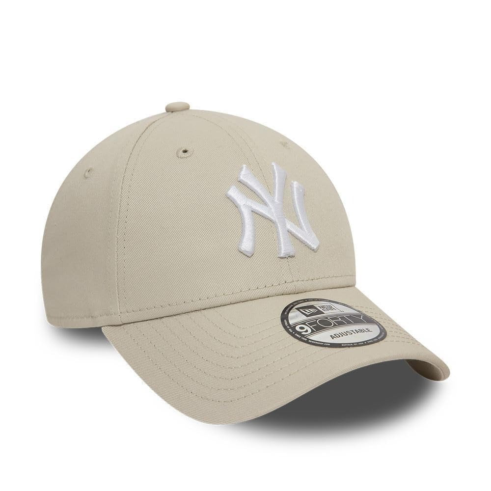 New York Yankees MLB League Essential 9FORTY Strapback New Era Stone/White Official Team Hat Sports Fan Cap Official NFL Team Hat Football Fan Cap