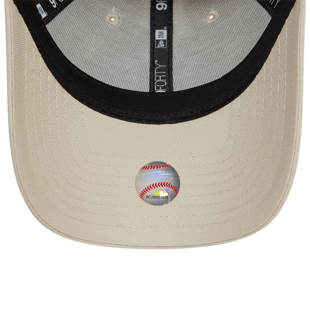 New York Yankees MLB League Essential 9FORTY Strapback New Era Stone/White Official Team Hat Sports Fan Cap Official NFL Team Hat Football Fan Cap