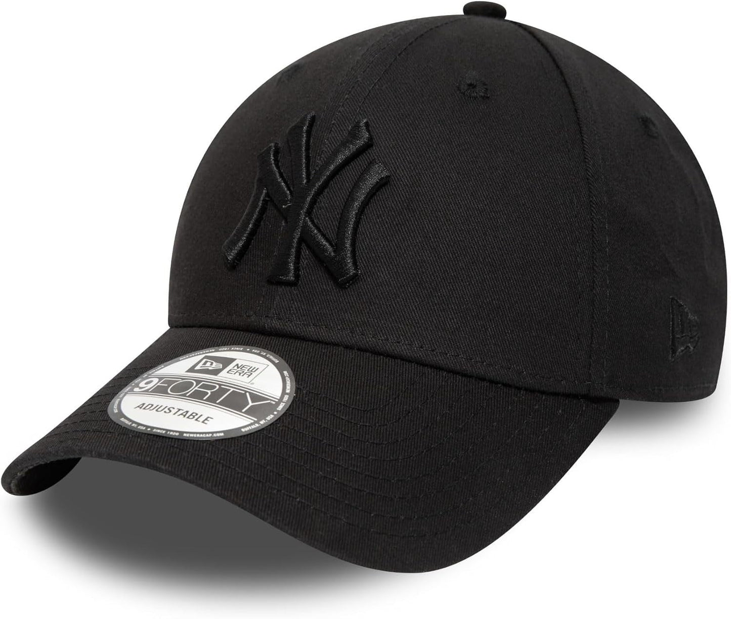 New York Yankees MLB League Essential 9FORTY Strapback New Era Black/Black Official Team Hat Sports Fan Cap Official NFL Team Hat Football Fan Cap