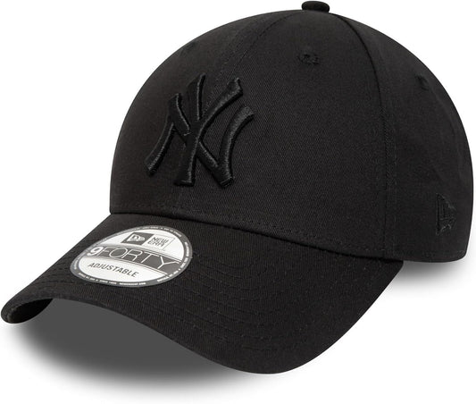New York Yankees MLB League Essential 9FORTY Strapback New Era Black/Black Official Team Hat Sports Fan Cap Official NFL Team Hat Football Fan Cap