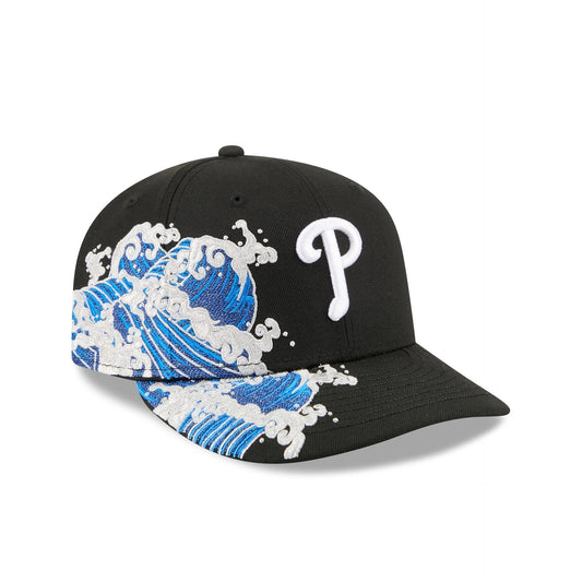 Philadelphia Phillies MLB Waves 59FIFTY Fitted New Era Black/White Official Team Hat Sports Fan Cap Official NFL Team Hat Football Fan Cap