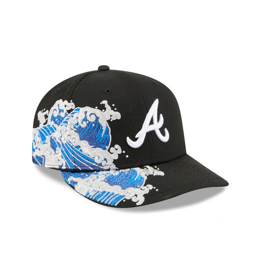 Atlanta Braves MLB Waves 59FIFTY Fitted New Era Black/White Official Team Hat Sports Fan Cap Official NFL Team Hat Football Fan Cap