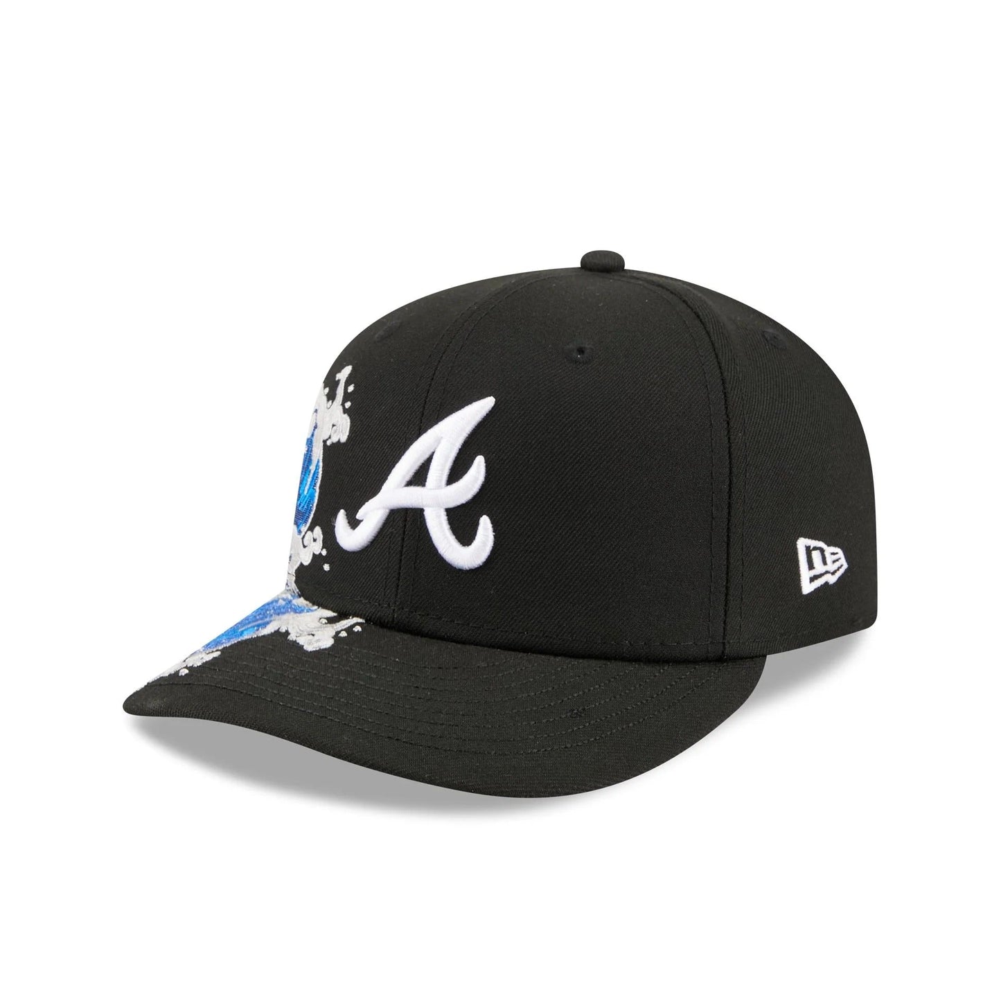 Atlanta Braves MLB Waves 59FIFTY Fitted New Era Black/White Official Team Hat Sports Fan Cap Official NFL Team Hat Football Fan Cap