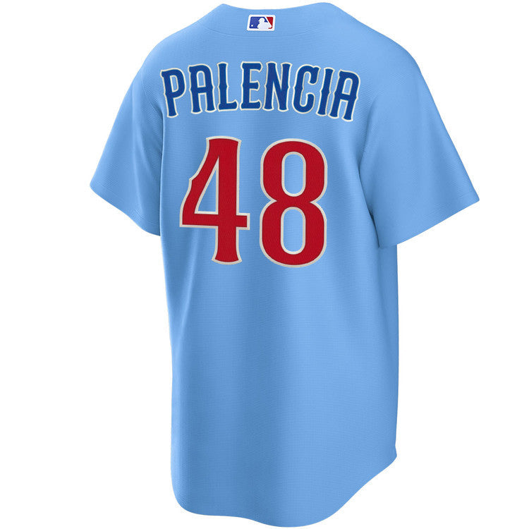 NIKE Men's Chicago Cubs Daniel Palencia #48 Light Blue 2nd Alternate Replica Jersey Official Team Jersey Sports Fan Apparel Official NFL Team Jersey Football Fan Apparel