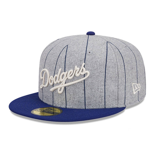 Los Angeles Dodgers Heather Pinstripe MLB 59FIFTY Fitted New Era Official Team Hat Sports Fan Cap Official NFL Team Hat Football Fan Cap