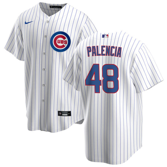 NIKE Men's Daniel Palencia Chicago Cubs Premium Twill White Home Replica Jersey Official Team Jersey Sports Fan Apparel Official NFL Team Jersey Football Fan Apparel