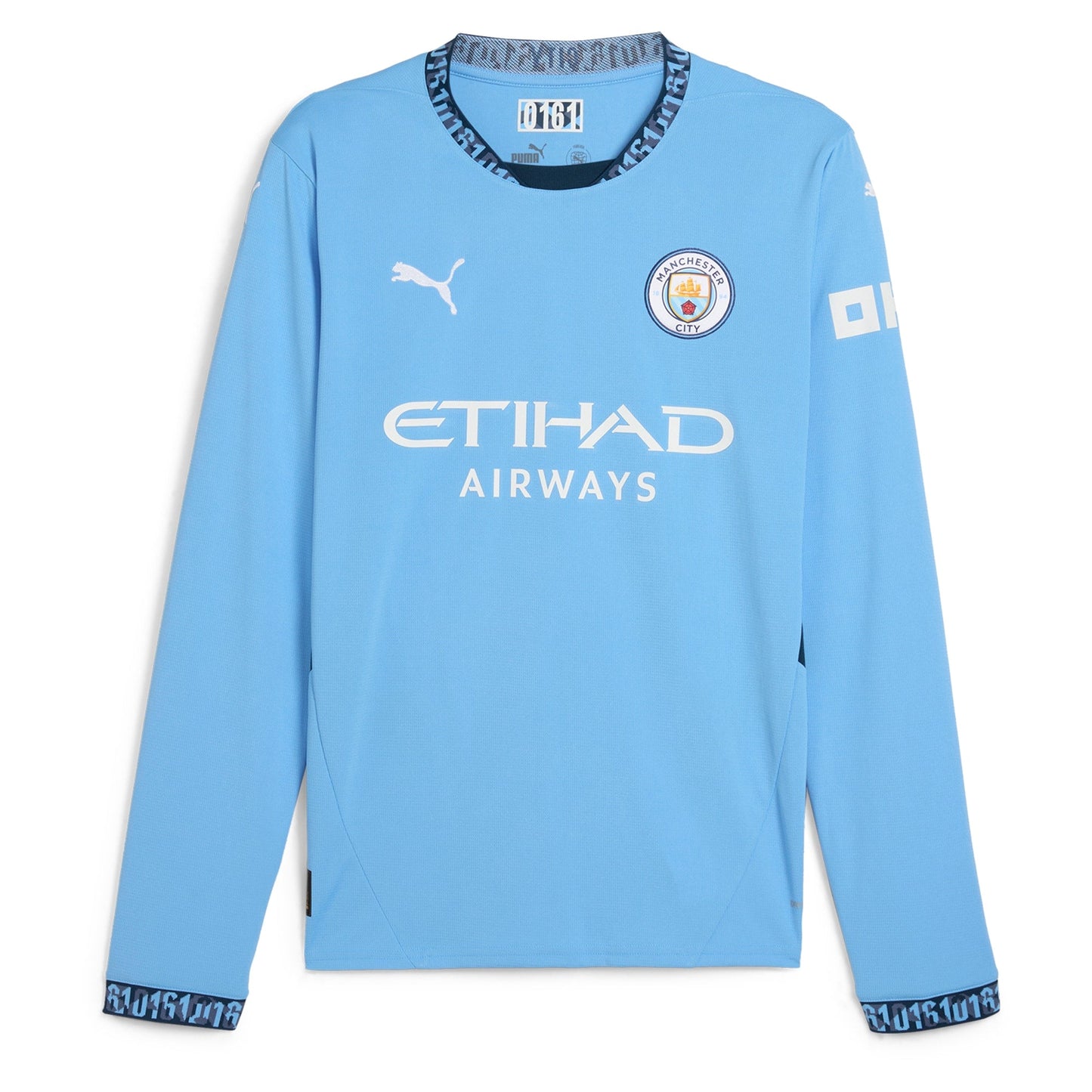 Manchester City PUMA Home Shirt 2024-25 - Long Sleeve with Haaland 9 printing Jersey - Blue Official Team Jersey Sports Fan Apparel