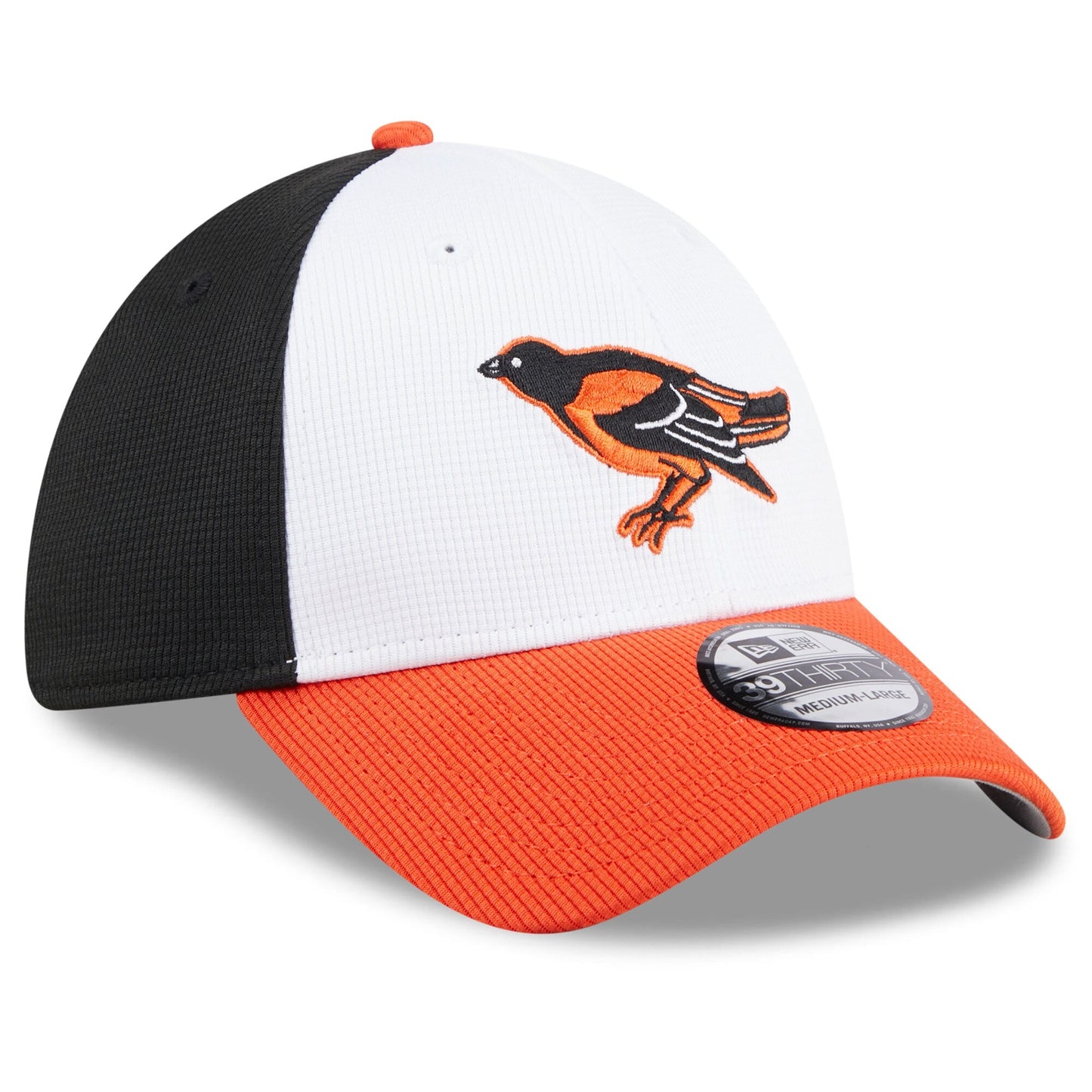 Men's Baltimore Orioles New Era White 2025 Batting Practice 39THIRTY Flex Hat Official Team Hat Sports Fan Cap Official NFL Team Hat Football Fan Cap