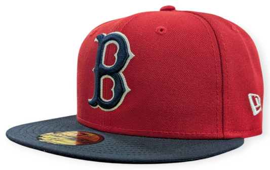 Boston Red Sox Cooperstown Collection 1975 New Era Classics 2 Tone Scarlet/Red 59FIFTY Fitted Hat Official Team Hat Sports Fan Cap Official NFL Team Hat Football Fan Cap