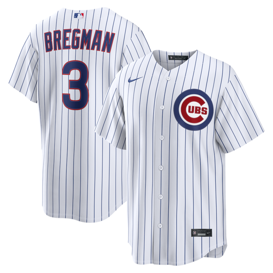 Mens Chicago Cubs Alex Bregman White Home Premium Twill Replica Jersey Official Team Jersey Sports Fan Apparel Official NFL Team Jersey Football Fan Apparel