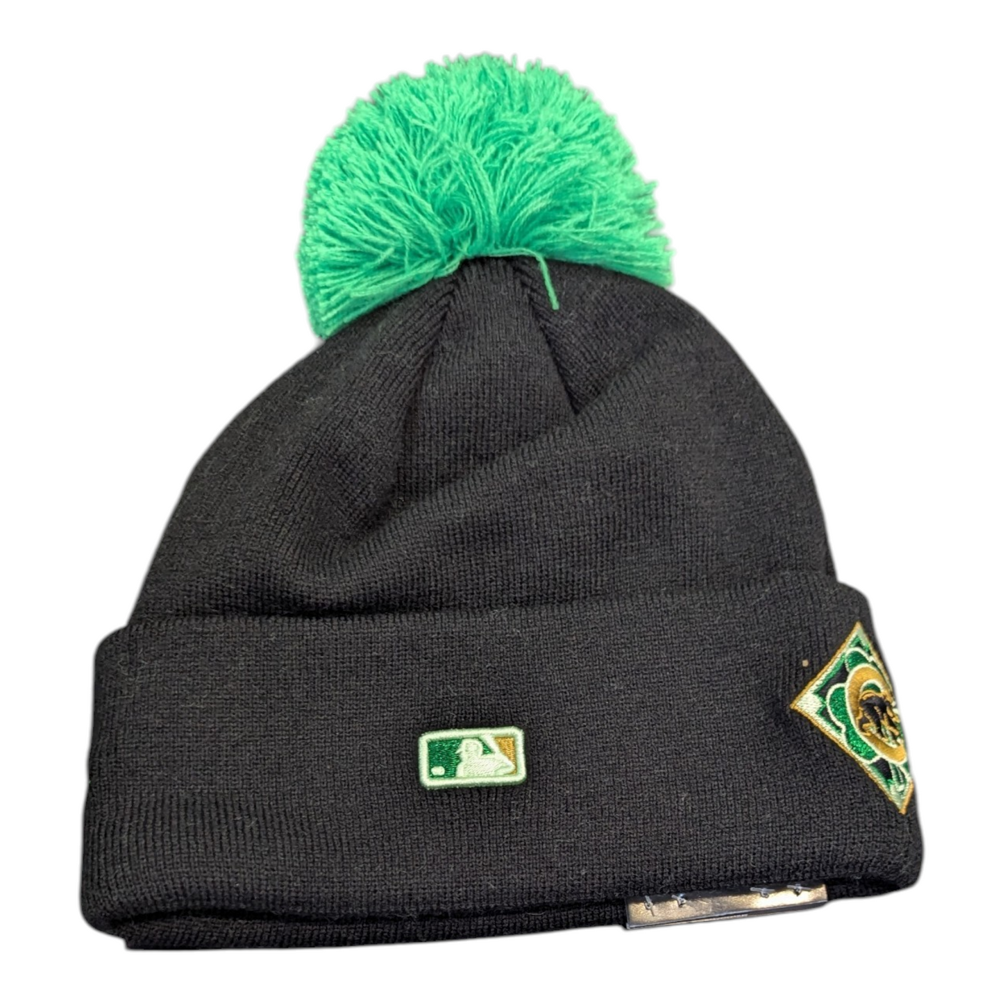 Chicago Cubs New Era Black St. Patrick's Day Cuffed Knit Hat with Pom Official Team Hat Sports Fan Cap Official NFL Team Hat Football Fan Cap