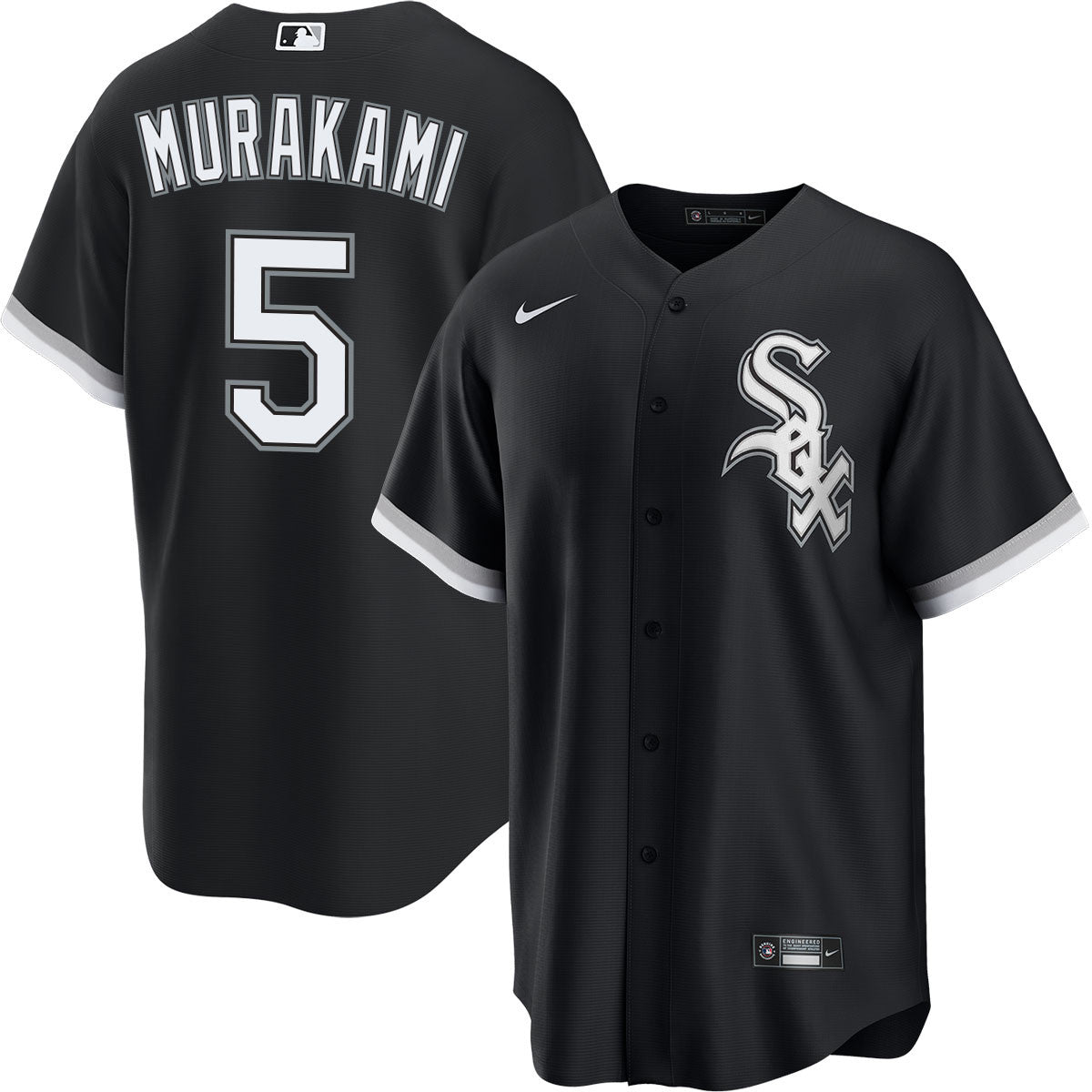 Men's Munetaka Murakami Chicago White Sox NIKE Premium Replica Black Alternate Jersey-Pro Tackle Twill Lettering Official Team Jersey Sports Fan Apparel Official NFL Team Jersey Football Fan Apparel