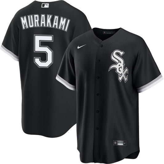 Men's Munetaka Murakami Chicago White Sox NIKE Premium Replica Black Alternate Jersey-Pro Tackle Twill Lettering Official Team Jersey Sports Fan Apparel Official NFL Team Jersey Football Fan Apparel