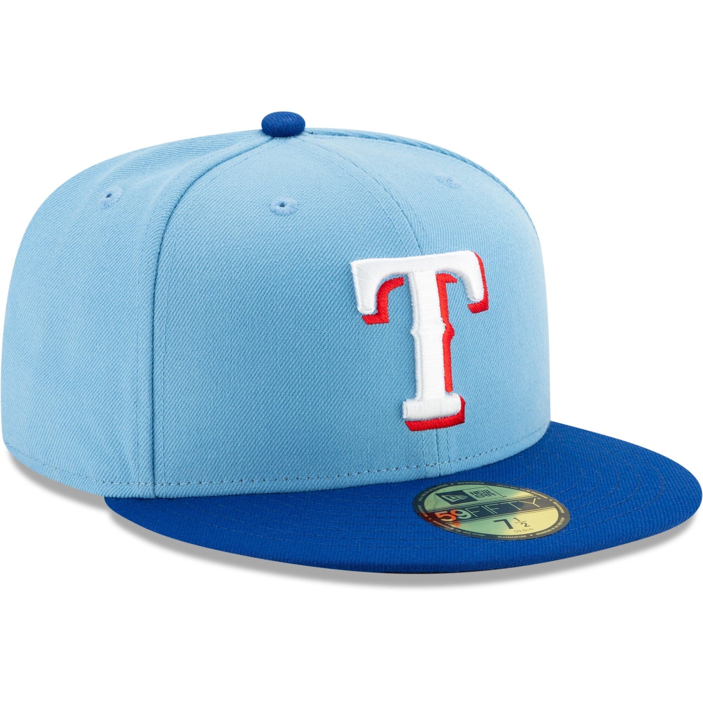 New Era Texas Rangers Light Blue/Royal On-Field Authentic Collection 59FIFTY Fitted Hat Official Team Hat Sports Fan Cap Official NFL Team Hat Football Fan Cap