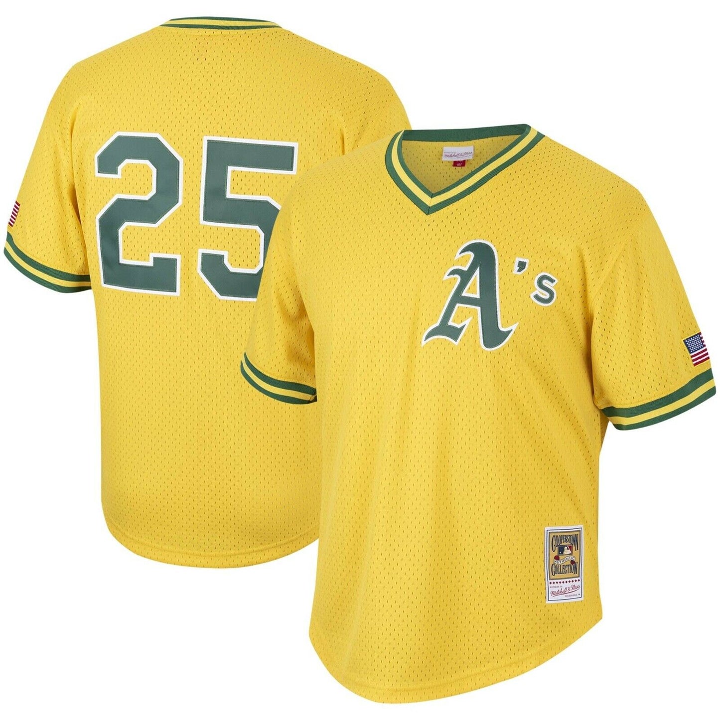 Mitchell & Ness Oakland Athletics Mark McGwire 1990 Cooperstown Collection Authentic Practice Jersey - Yellow Official Team Jersey Sports Fan Apparel Official NFL Team Jersey Football Fan Apparel