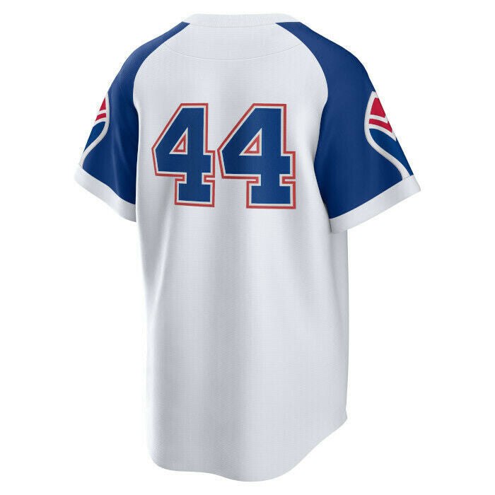 Nike Men's Atlanta Braves Hank Aaron Cooperstown Collection Home Replica Cool Base Jersey Official Team Jersey Sports Fan Apparel Official NFL Team Jersey Football Fan Apparel