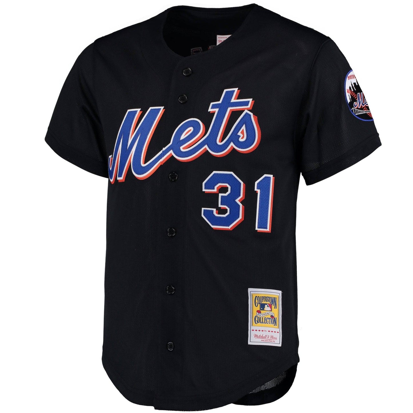 Men's New York Mets Mike Piazza Mitchell & Ness Black Cooperstown Collection Mesh Batting Practice Jersey Official Team Jersey Sports Fan Apparel Official NFL Team Jersey Football Fan Apparel