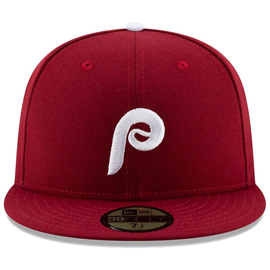 Men's Philadelphia Phillies New Era Maroon Alternate 2 Authentic Collection On-Field 59FIFTY Fitted Hat Official Team Hat Sports Fan Cap Official NFL Team Hat Football Fan Cap