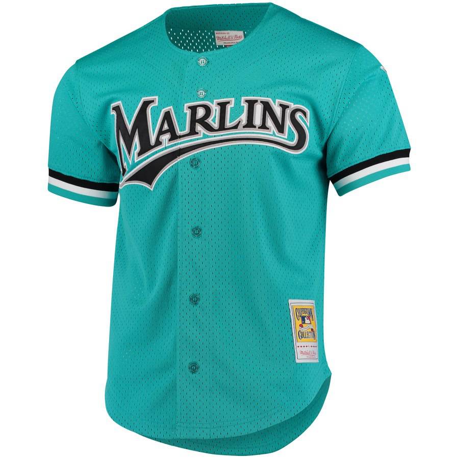 Men's Florida Marlins Andre Dawson 1995 Mitchell & Ness Teal Fashion Cooperstown Collection Mesh Batting Practice Jersey Official Team Jersey Sports Fan Apparel Official NFL Team Jersey Football Fan Apparel