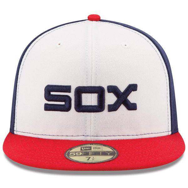 Men's Chicago White Sox New Era White/Red Authentic Collection On-Field Sunday Alternate 59FIFTY Fitted Hat Official Team Hat Sports Fan Cap Official NFL Team Hat Football Fan Cap