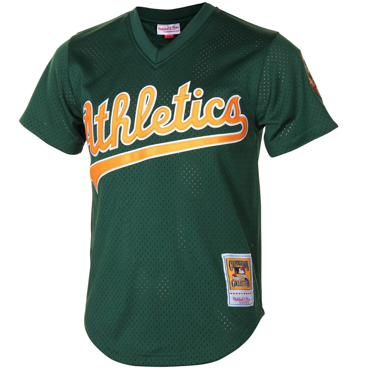Men's Oakland Athletics Rickey Henderson 1998 Mitchell & Ness Green Cooperstown 1987 Mesh Batting Practice Jersey Official Team Jersey Sports Fan Apparel Official NFL Team Jersey Football Fan Apparel