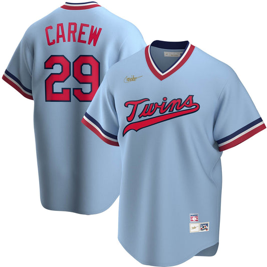 Men's Nike Rod Carew Blue Cooperstown Collection Player Jersey Official Team Jersey Sports Fan Apparel Official NFL Team Jersey Football Fan Apparel