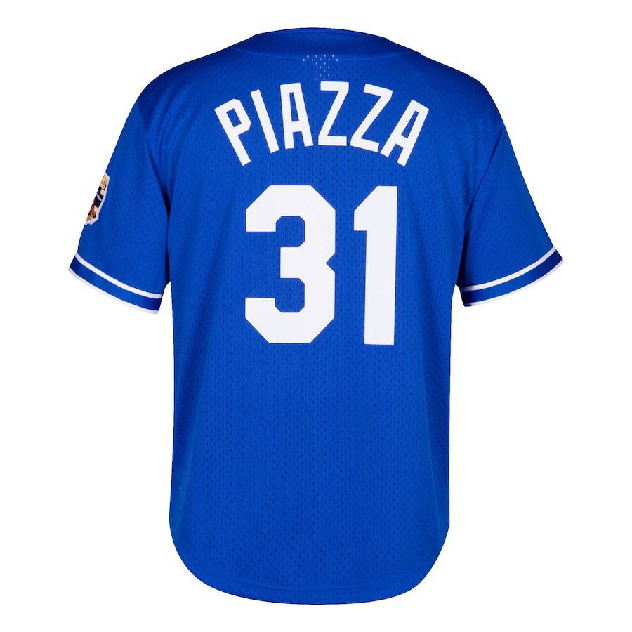 Men's Los Angeles Dodgers Mike Piazza Mitchell & Ness Royal Cooperstown Collection Mesh Batting Practice Jersey Official Team Jersey Sports Fan Apparel Official NFL Team Jersey Football Fan Apparel