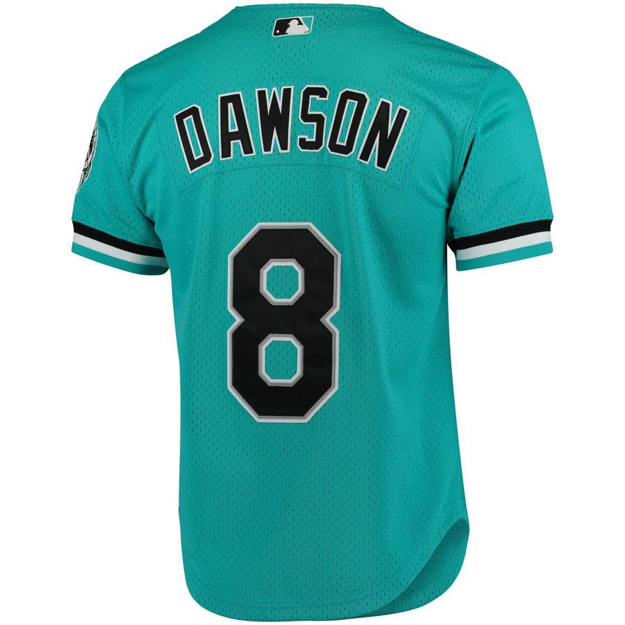 Men's Florida Marlins Andre Dawson 1995 Mitchell & Ness Teal Fashion Cooperstown Collection Mesh Batting Practice Jersey Official Team Jersey Sports Fan Apparel Official NFL Team Jersey Football Fan Apparel