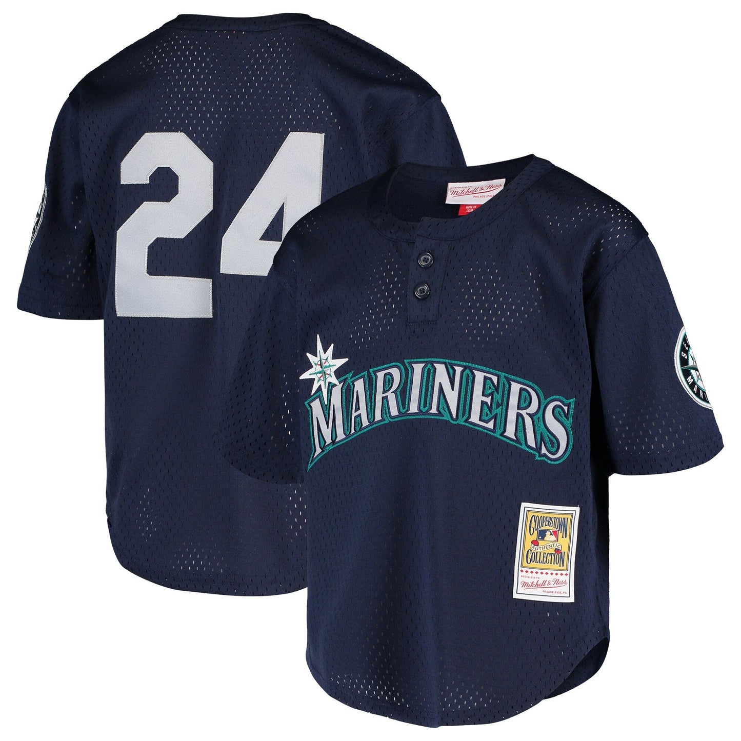 Youth Seattle Mariners Ken Griffey Jr. Mitchell & Ness Navy Cooperstown Collection Mesh Batting Practice Jersey Official Team Jersey Sports Fan Apparel Official NFL Team Jersey Football Fan Apparel
