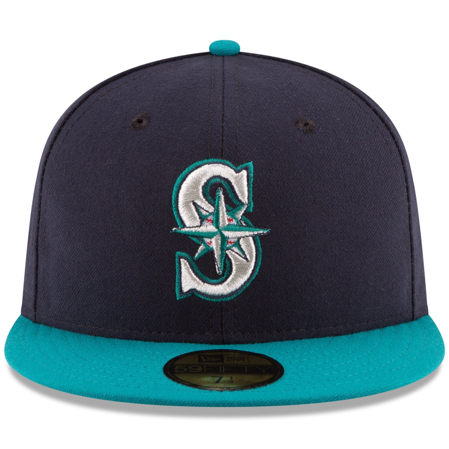 Men's Seattle Mariners New Era Navy/Aqua Alternate Authentic Collection On Field 59FIFTY Fitted Hat Official Team Hat Sports Fan Cap Official NFL Team Hat Football Fan Cap