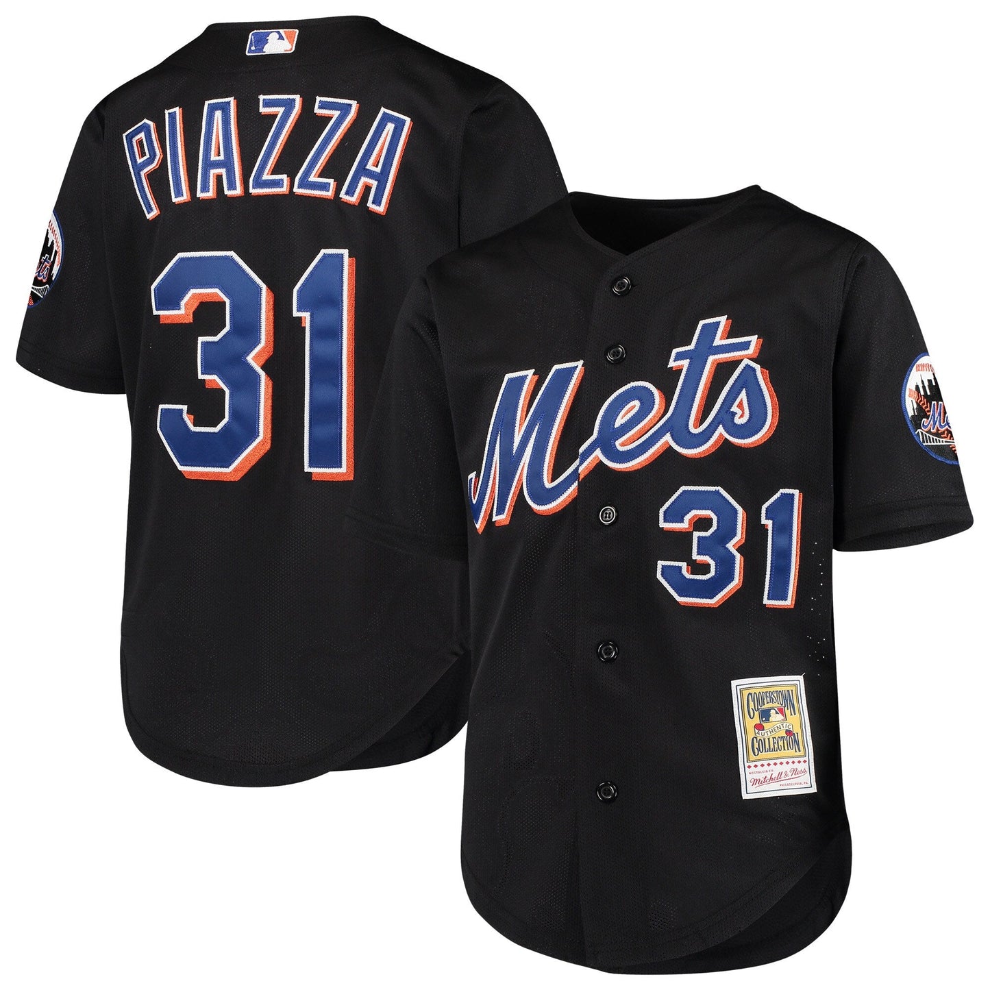 Youth New York Mets Mike Piazza Mitchell & Ness Black Cooperstown Collection Batting Practice Jersey Official Team Jersey Sports Fan Apparel Official NFL Team Jersey Football Fan Apparel
