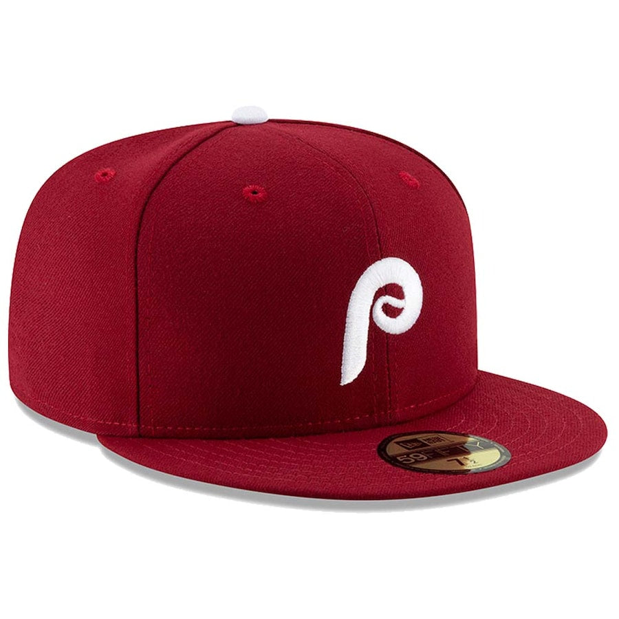 Men's Philadelphia Phillies New Era Maroon Alternate 2 Authentic Collection On-Field 59FIFTY Fitted Hat Official Team Hat Sports Fan Cap Official NFL Team Hat Football Fan Cap