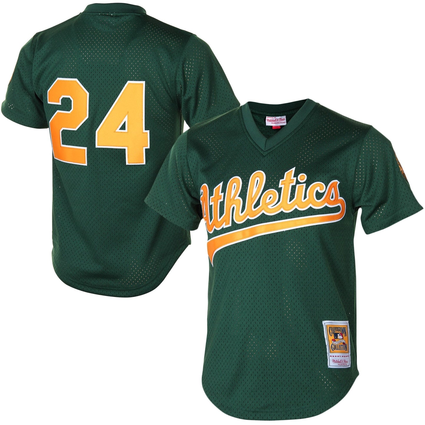 Men's Oakland Athletics Rickey Henderson 1998 Mitchell & Ness Green Cooperstown 1987 Mesh Batting Practice Jersey Official Team Jersey Sports Fan Apparel Official NFL Team Jersey Football Fan Apparel