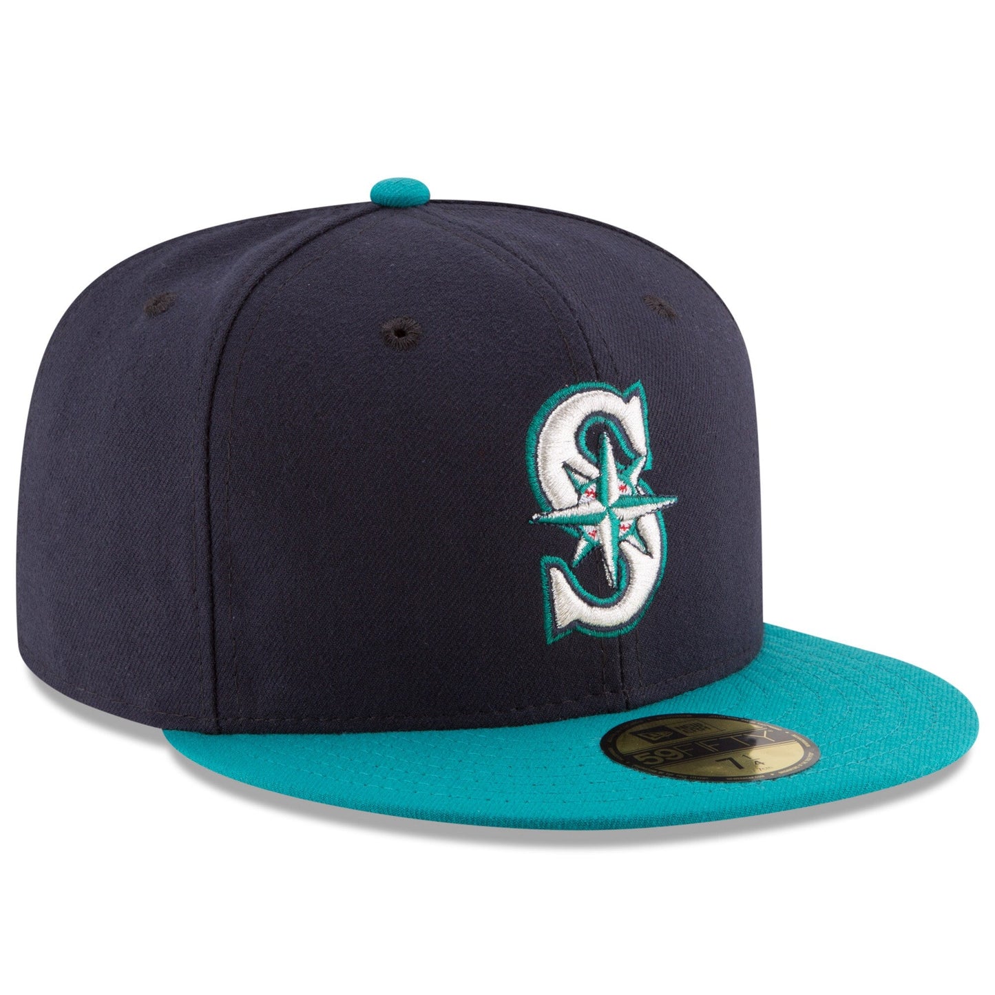 Men's Seattle Mariners New Era Navy/Aqua Alternate Authentic Collection On Field 59FIFTY Fitted Hat Official Team Hat Sports Fan Cap Official NFL Team Hat Football Fan Cap