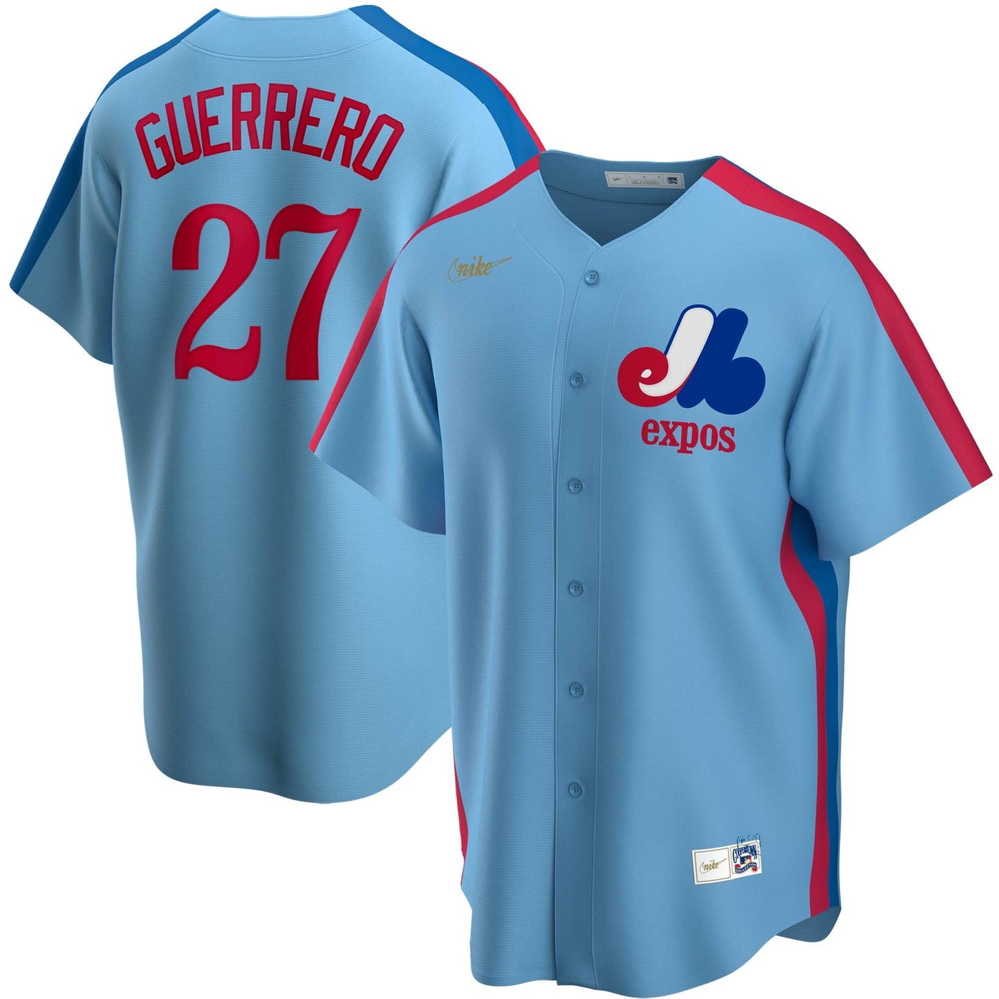 Men's Montreal Expos Vladimir Guerrero Nike Light Blue Road Cooperstown Collection Team Jersey Official Team Jersey Sports Fan Apparel Official NFL Team Jersey Football Fan Apparel