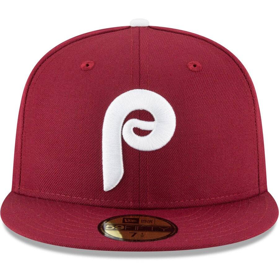 Men's Philadelphia Phillies New Era Maroon Cooperstown Collection Wool 59FIFTY Fitted Hat Official Team Hat Sports Fan Cap Official NFL Team Hat Football Fan Cap